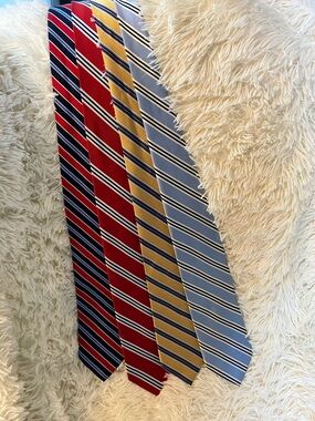 Jos. A. Bank Striped Tie Set in Red, Navy, Gold, Light Blue
